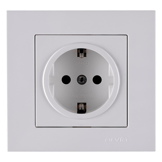 Arvia Electric Karen Beyaz Topraklı Priz Mdl+Kpk