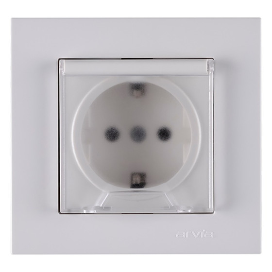 Arvia Electric Karen Beyaz Kapaklı Topraklı Priz Mdl+Kpk