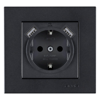 Arvia Electric USB + Type C Şarjlı Ç. K. Topraklı Priz V-2.4A Mdl+Kpk FÜME Arvia Electric USB + Type C Şarjlı Ç. K. Topraklı Priz V-2.4A Mdl+Kpk FÜME