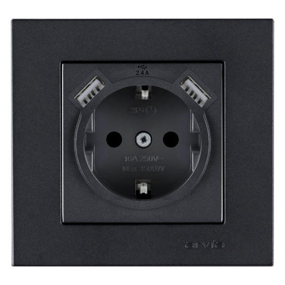 Arvia Electric USB + Type C Şarjlı Ç. K. Topraklı Priz V-2.4A Mdl+Kpk FÜME