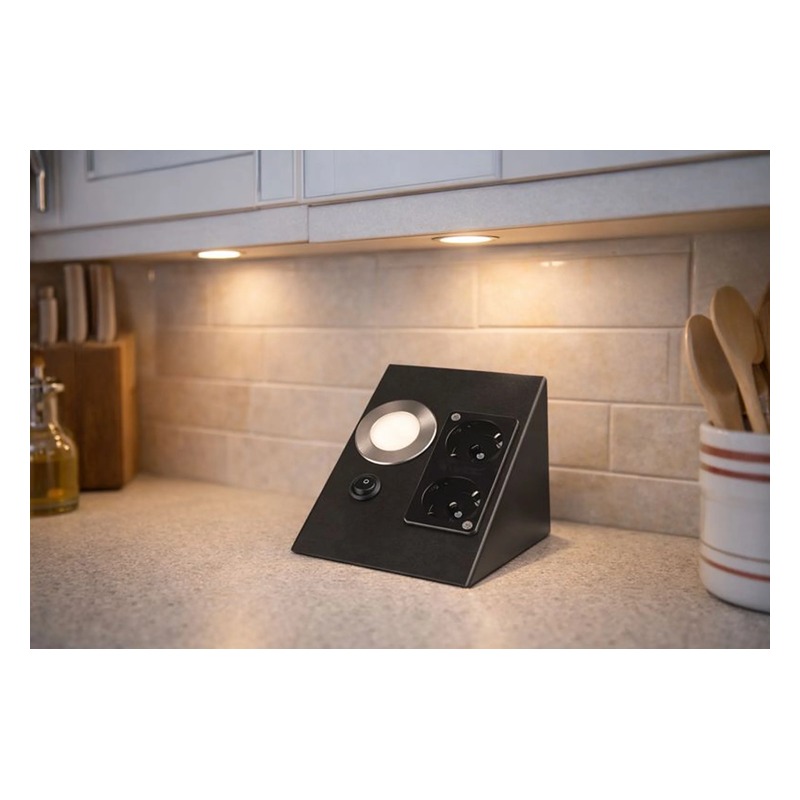 CATA CT-5110B Ledli Üçgen Spot Siyah Kasa Çift Prizli Beyaz Işık
