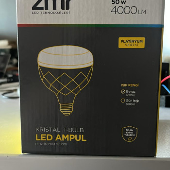 Zmr 50W Torch Kristal Camlı T-Bulb Led Ampul E27 Duy 6500K (Beyaz)