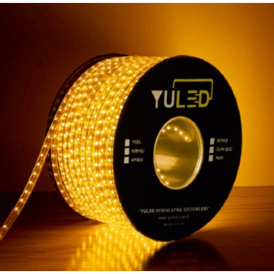 1mt Kesimli Silikonlu Dış Mekan 220V Şerit Led (Amber)