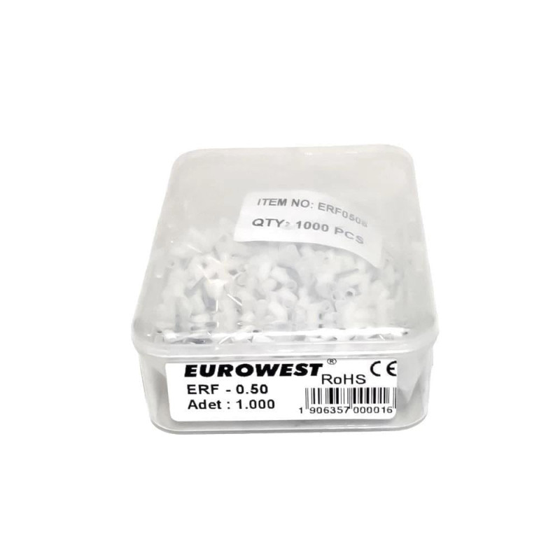 ERF – 0.50- İzoleli Kablo Yüksükleri Fransız Normu 0,50mm Beyaz