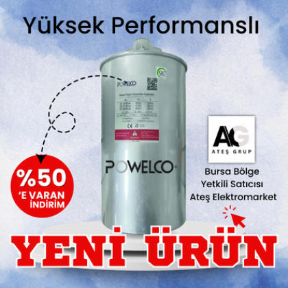 Powelco 7.5Kvar 400V Trifaze Silindir Tip Kondansatör