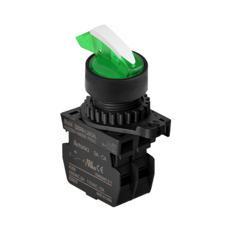 S2SRN-L3AGALM YEŞİL 0-1/KALICI/LEDLİ  Mandal Buton 110-220 VAC