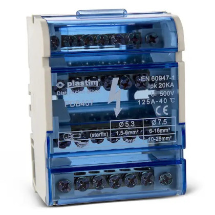 Plastim PDB407 125A 4 Kutuplu 4x7 Dağıtım Bloğu